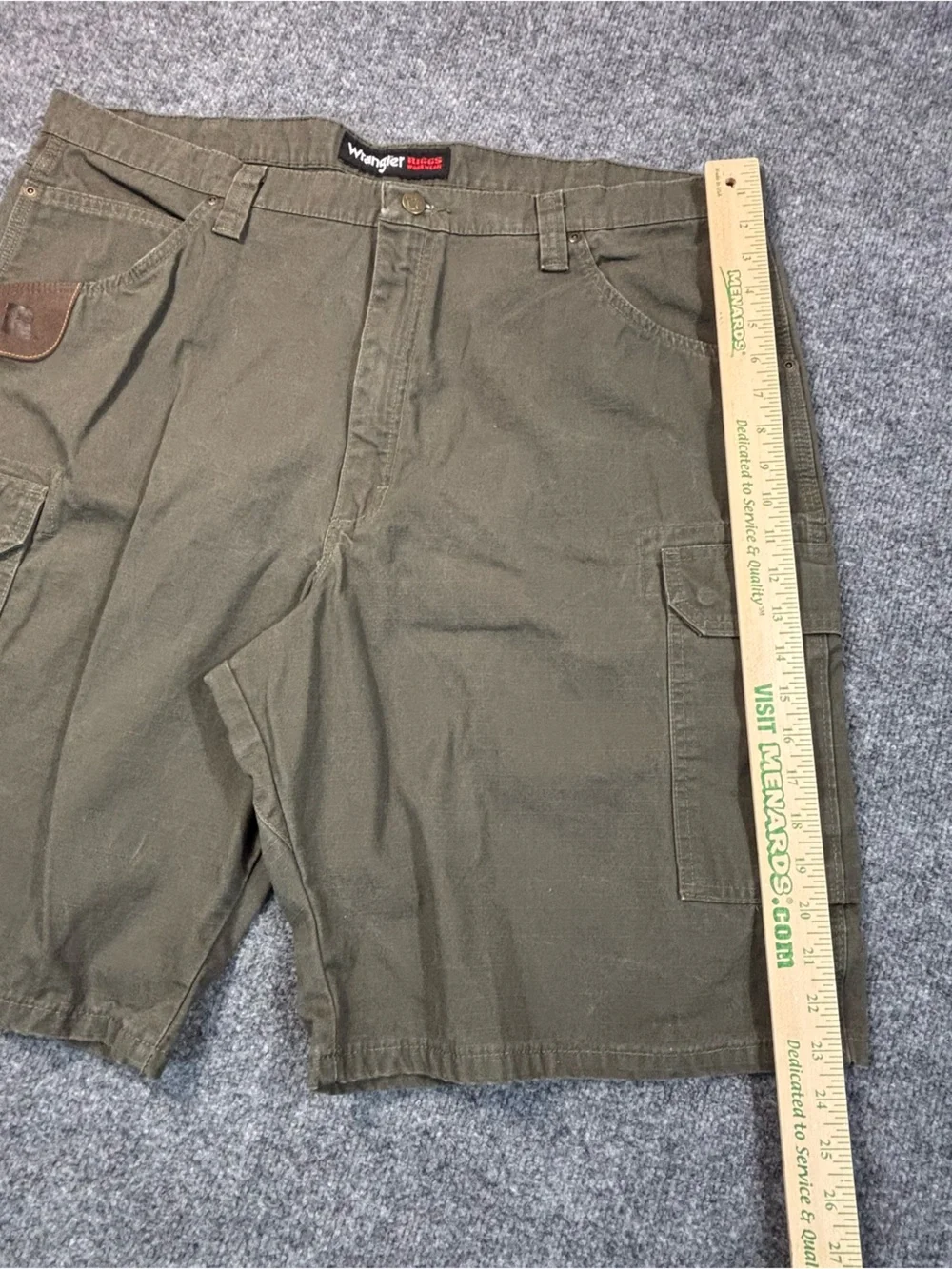 Wrangler RIGGS Workwear Carpenter Ripstop Shorts Mens 42 Green Canvas Cargo Duty